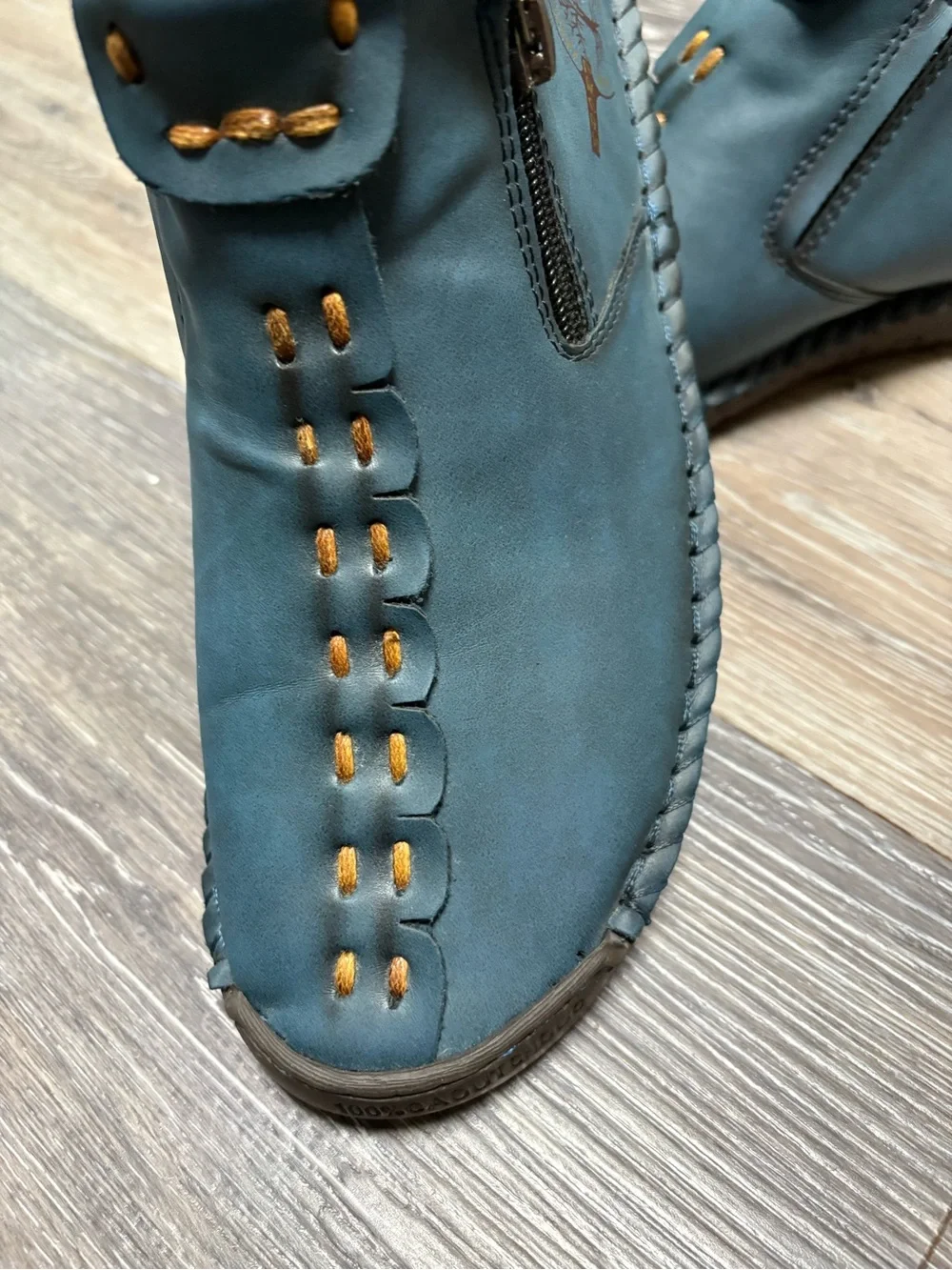Men's Chukka Boots in Teal with Contrast Tan Lining. Leather; Fashion